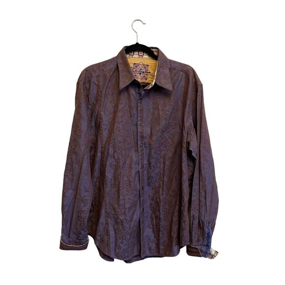 Robert Graham L business casual button down shirt purple stripe - Picture 1 of 8